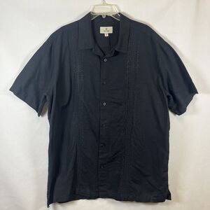 Men’s Solitude Linen Blend Casual Shirt Button Up Short Sleeve Resort Black